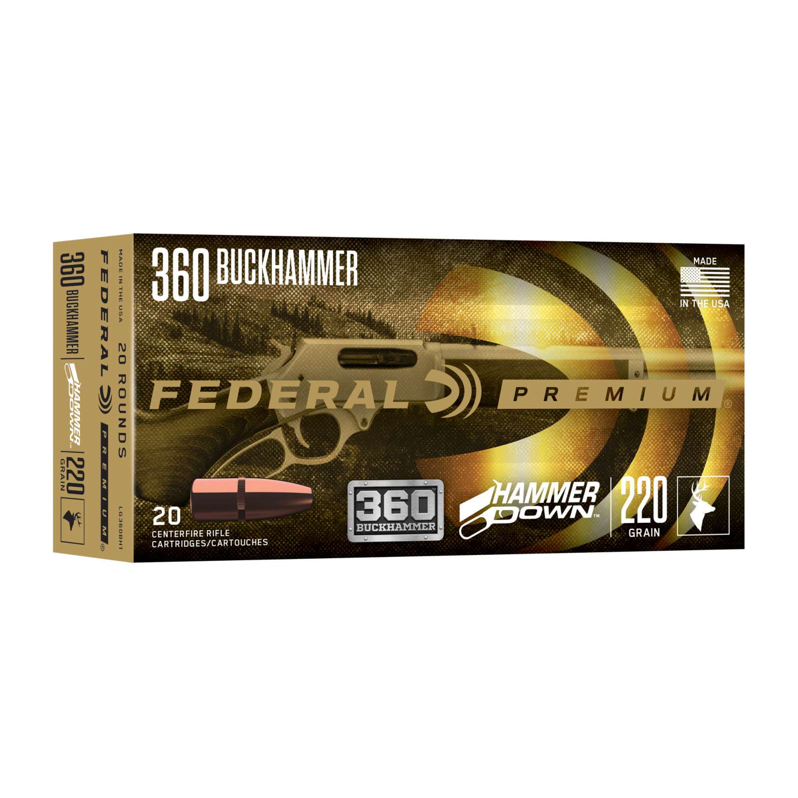 FEDERAL 360 BUCKHAMMER 220GR HAMMERDOWN 20 RD/BX 10 BX/CS