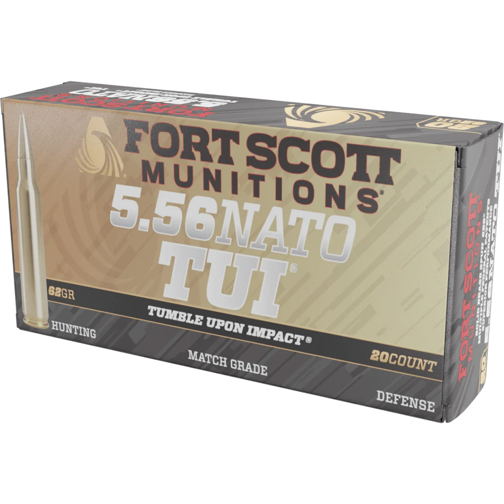 Fort Scott Munitions Rifle Ammo 5.56 NATO 62 gr. TUI Brass 20 rd.