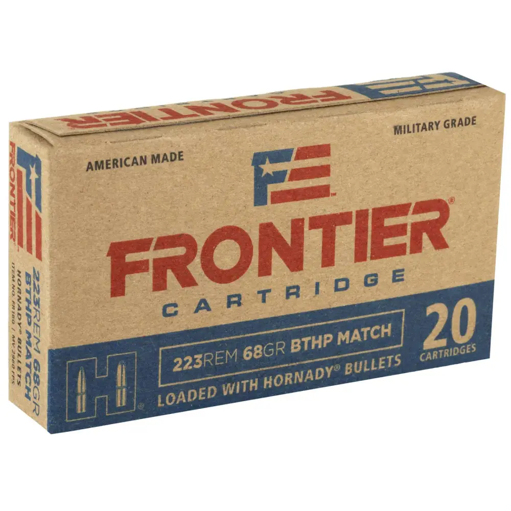 HORNADY FRONTIER 223REM 68GR BTHP 20RD BX 500RD CASE