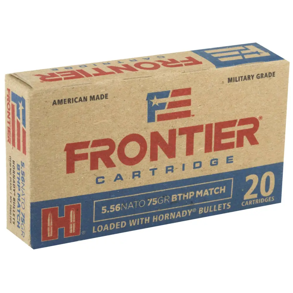 HORNADY FRONTIER 5.56 75GR BTHP MATCH 20RD BX 500RD CASE