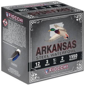 Fiocchi Arkansas Steel Shotgun Ammo 12 ga. 3 in. 1 1/5 oz. 1550 FPS 2 Shot 100 rd.