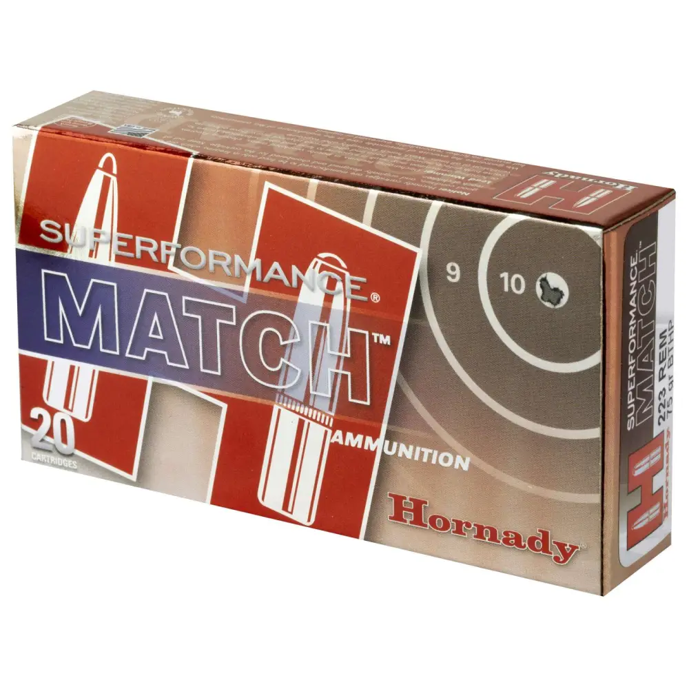HORNADY SUPERFORMANCE MATCH 223 REM 75GR BTHP 20RD BX 200RD CASE - Image 2