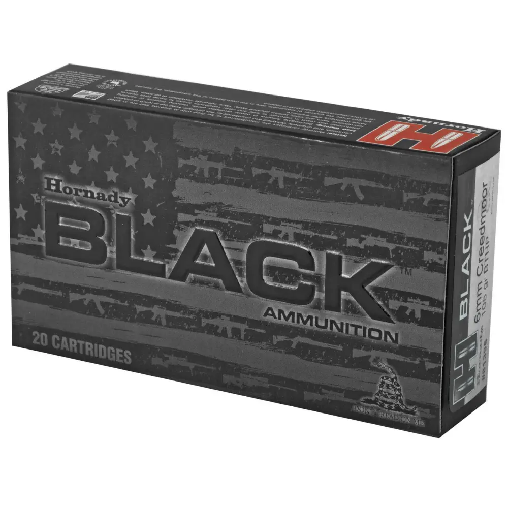 HORNADY BLACK 6MM CREEDMOOR 105GR BTHP MATCH 20RD BX 200RD CASE - Image 2