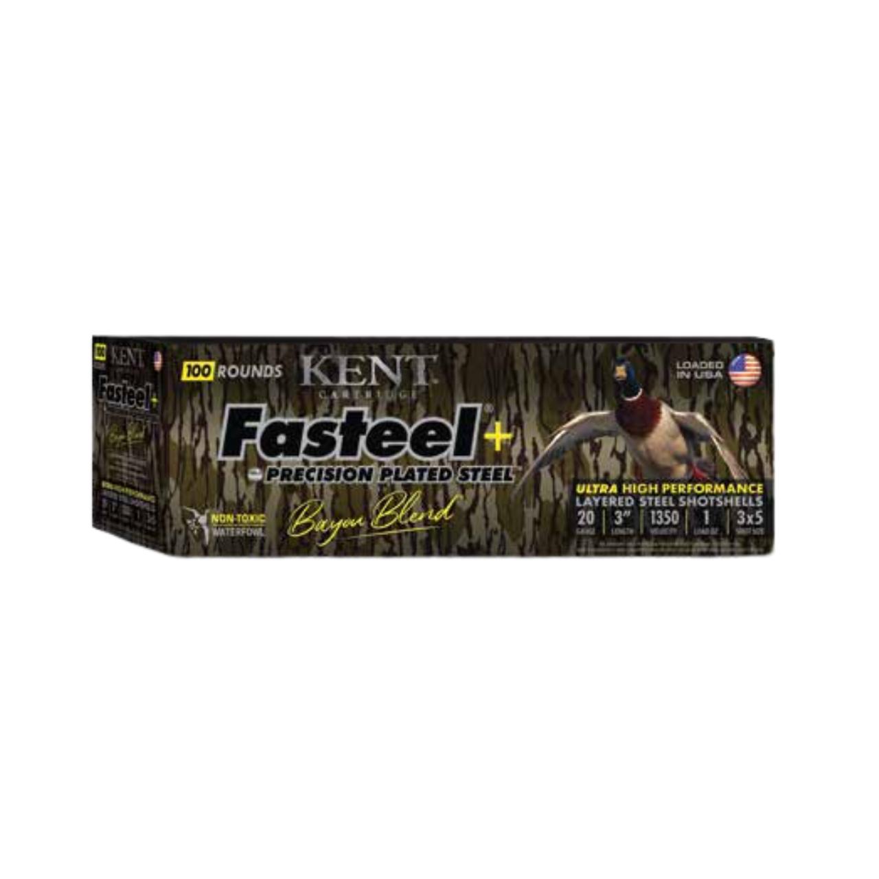 Kent Fasteel+ Precision Plated Steel Bayou Blend Shotshells 20ga 3" 1oz 1350 fps #3 & #5 100/ct