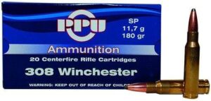 PPU Rifle Ammunition .308 Win 180 gr SP 2454 fps 20/ct