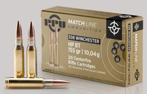 PPU Match Rifle Ammunition .308 WIN. 155 gr HPBT 2610 fps 20/ct