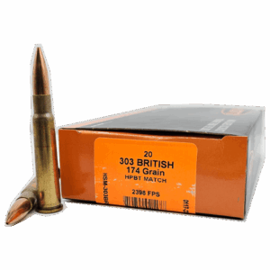 HSM AMMUNITION 303 BRITISH 174GR HPBT MATCH 20RD BOX 20 BOXES PER CASE