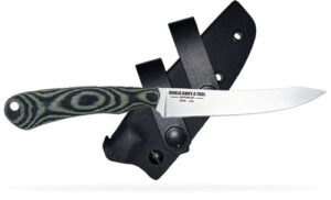 NIMROD STONE WASHED - OD / BLACK CANVAS MICARTA, PLAIN EDGE, 4.38" BLADE