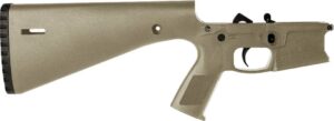 Wraithworks WARP-15 Polymer Complete AR15 Lower Receiver - FDE | Mil-Spec Parts Kit | Integral Buttstock & Textured Pistol Grip | Trap Door Buttplate