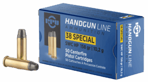 PPU .38 SPECIAL SWC HP 158G 50RD BOX 10 BOXES PER CASE