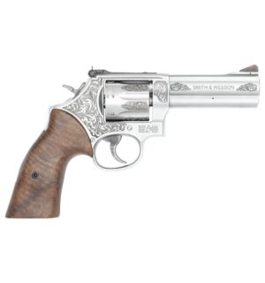S&W Model 686 Plus Engraved Handgun .357 Mag/38 Spl 7rd Capacity 4.13" Stainless Barrel Walnut Grips
